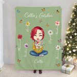 Personalised Grandma's Garden Soft Throw Blanket with 1-8 Birth Flowers Bouquet and Names Home Decor Birthday Gift for Women