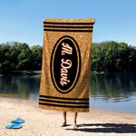 Serviette de Plage Personnalisée avec Nom en Faux Paillettes à Séchage Rapide Accessoire de Vacances d'Été Cadeau pour Journée des Enseignants