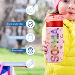 Bottiglia d'acqua per bambini da 12 once con cannuccia in silicone e coperchio a prova di fuoriuscita Regalo per la scuola all'aperto per bambini