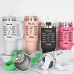 Versetto biblico personalizzato del fiore di nascita da 40 oz. Bicchiere isolato con nome e cannuccia Regalo di Natale cristiano per le donne