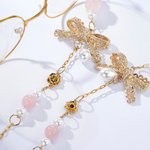Personalised Charm Coquette Bow Birth Flower Glasses Chain with Pearls Birthday Gift for Women Girls