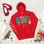 Personalised Christmas Theme Santa Hat Coquette Bow Snowflake Mama Sweatshirt Hoodie with 1-6 Names Christmas Festival Gift for Mom