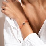 Personalised Natural Stone Beads Adjustable Photo Projection Rope Bracelet with I Love You in 100 Languages Birthday Anniversary Gift for Women