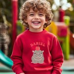 Henkilökohtainen Cartoon Moo Deng Kid Aikuisten huppari nimi söpö hauska Hippo asu syntymäpäivälahja perheelle