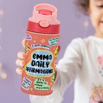 Bottiglia d'acqua personalizzata con nome da 12 oz con manico Regalo di compleanno per ragazzi e ragazze