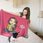 Personalised Grandma's Garden Soft Throw Blanket with 1-8 Birth Flowers Bouquet and Names Home Decor Birthday Gift for Women