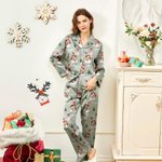 Pyjama à manches longues personnalisé avec nom et initiale Cadeau de Noël doux et agréable à porter pour les femmes