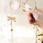Personalised Charm Coquette Bow Birth Flower Glasses Chain with Pearls Birthday Gift for Women Girls