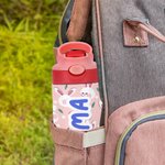 Personalisierte bunte Dinosaurier Cartoon 12oz Name Wasserflasche mit Silikon Stroh auslaufsicher Deckel und Griff Geburtstag zurück zu Schule Geschen