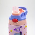 Gourde Multicolore Personnalisée avec Nom Bouteille avec Paille en Silicone Accessoire de Sport Cadeau Rentrée Scolaire pour Enfant