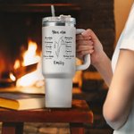 Versetto biblico personalizzato del fiore di nascita da 40 oz. Bicchiere isolato con nome e cannuccia Regalo di Natale cristiano per le donne