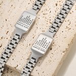 Personalisiertes Edelstahl Armband mit Text Namen Familie ID Gravur Modernes Schmuck Vatertag Jahrestag Geschenk für Herrn