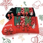 Personalised Christmas Theme Santa Hat Coquette Bow Snowflake Mama Sweatshirt Hoodie with 1-6 Names Christmas Festival Gift for Mom