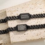Personalisiertes Edelstahl Armband mit Text Namen Familie ID Gravur Modernes Schmuck Vatertag Jahrestag Geschenk für Herrn