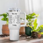 Versetto biblico personalizzato del fiore di nascita da 40 oz. Bicchiere isolato con nome e cannuccia Regalo di Natale cristiano per le donne