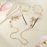 Personalised Charm Coquette Bow Birth Flower Glasses Chain with Pearls Birthday Gift for Women Girls