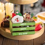 Personalized Christmas Red Green Color Wooden Candy Crate Storage Box with Text Home Table Decor Birthday Christmas Gift for Family Kids