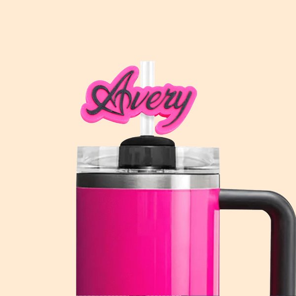 Personalisierte 3D gedruckt bunte Liebe Herz Name Stroh Topper Zubehör für Stanley Tumbler Geburtstag Geschenk für Frauen Mädchen