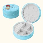 Personalized Cartoon Character Birth Flower Bouquet Leather Travel Jewellery Case with Name Portable Birthday Christmas Gift for Women