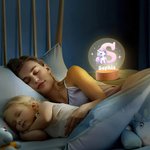 Veilleuse LED Personnalisée avec Nom et Initiale à Motif de Licorne Mignonne Base en Bois Cadeau Anniversaire Baby Shower pour Enfant Bébé