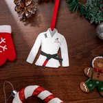 Personalized BJJ Brazilian Jiu Jitsu Gi Shape Ribbon Acrylic Ornament with Text Christmas Tree Decor Team Birthday Gift for Martial Artists
