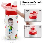 Bouteille Isotherme 350ml Personnalisée avec Photo de Visage Initiale Nom Cadeau Anniversaire Retour à l'École pour Enfant