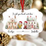 Personalised Cartoon Character Lived Next Door Ceramic Novelty Ornament with Name and Ribbon Christmas Home Decor Long Distance Gift for Besties