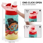Gepersonaliseerde Marine duiken roestvrij staal naam Kid waterfles met siliconen rietje strand accessoire geschenk voor kind