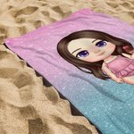 Personalized Faux Glitter Cartoon Quick Dry Oversized Microfiber Beach Towel with Name Summer Travel Essential Birthday Gift for Women Girls