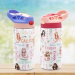 Bouteille d'Eau 350 ml Personnalisée avec Initiale et Nom Gourde pour Enfants Cadeau d'Anniversaire Noël pour Filles Amoureux des Sirènes