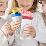 Personalisierte Peter Rabbit 12oz Name isolierte Wasserflasche mit Strohhalm und Druckknopf Deckel Kindertag zurück zu Schule Geschenk für Mädchen Jun