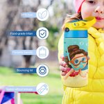 Gepersonaliseerde Marine duiken roestvrij staal naam Kid waterfles met siliconen rietje strand accessoire geschenk voor kind