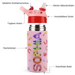 Personalisierte Thermosflasche mit Wachsmalstift-Namen Auslaufsichere Kinderflasche 350ml Einschulung Outdoor Sport Geschenk für Kinder