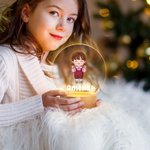 Gepersonaliseerd Schattig Cartoon Jongen Meisje Acryl LED Nachtlampje met Houten Voet en Naam Home Decor Baby Shower Verjaardagscadeau voor kinderen