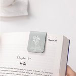 Personalised Bookish Birth Flower Magnetic Leather Bookmark Clip with Name School Office Stationery Supplies Birthday Gift for Women Bookworms