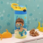 Gepersonaliseerde Marine duiken roestvrij staal naam Kid waterfles met siliconen rietje strand accessoire geschenk voor kind