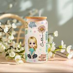 Personalized My Mental Breakdown Cartoon Characters 20oz Name Glass Cup with Bamboo Lid and Straw Birthday Gift for Family Friend