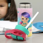 Personalised Marine Mermaid Stainless Steel Name Kid Water Bottle with Silicone Straw Birthday Gift for Girl
