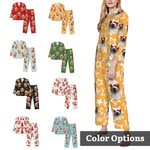 Gorro de Navidad personalizado Retrato de perro y gato Unisex Conjunto de pijama suave de manga larga con bolsillos Regalo de cumpleaños de Navidad pa