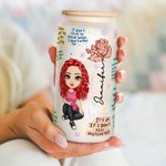 Personalized My Mental Breakdown Cartoon Characters 20oz Name Glass Cup with Bamboo Lid and Straw Birthday Gift for Family Friend