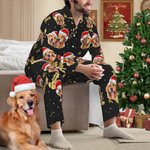 Gorro de Navidad personalizado Retrato de perro y gato Unisex Conjunto de pijama suave de manga larga con bolsillos Regalo de cumpleaños de Navidad pa