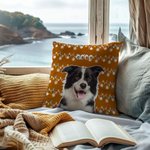 Housse de Coussin Personnalisée avec Portrait d'Animal et Nom Style Guirlande Lumineuse Cadeau Festival Noël pour Amoureux de Chien Chat