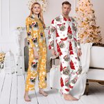 Gorro de Navidad personalizado Retrato de perro y gato Unisex Conjunto de pijama suave de manga larga con bolsillos Regalo de cumpleaños de Navidad pa