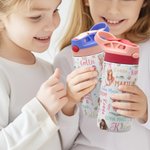 Bouteille d'Eau 350 ml Personnalisée avec Initiale et Nom Gourde pour Enfants Cadeau d'Anniversaire Noël pour Filles Amoureux des Sirènes