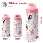 Bouteille d'Eau 350 ml Personnalisée avec Initiale et Nom Gourde pour Enfants Cadeau d'Anniversaire Noël pour Filles Amoureux des Sirènes
