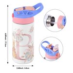 Personalisierte Peter Rabbit 12oz Name isolierte Wasserflasche mit Strohhalm und Druckknopf Deckel Kindertag zurück zu Schule Geschenk für Mädchen Jun