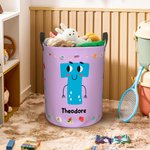 Personalized Colorful Cartoon Alphabet Waterproof Laundry Storage Basket with Name and Handle Housewarming Birthday Gift fot Kids