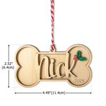 Personalizado Holly Dog Bone Wooden Ornament Stocking Tag with Text and Year Christmas Tree Decor Birthday Gift for Pet Lovers