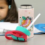 Personalised Cute Apple Stationery 12oz Insulated Water Bottle with Name and Silicone Straw Back to School Birthday Gift for Kids