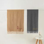 Personalized Super Soft Warm Scarf with Embroidered Birth Flower and Text Fashion Accessory Birthday Christmas Gift for Couple Family